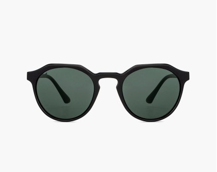 Green lens & black round sunglasses
