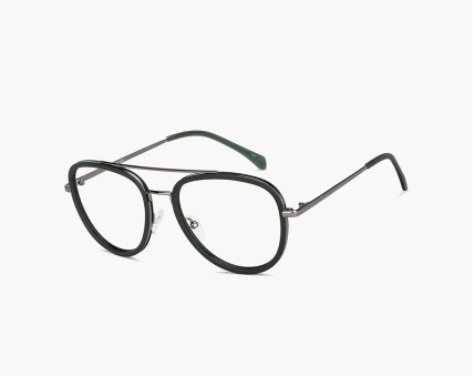 Transparent lens & green rounded sunglasses