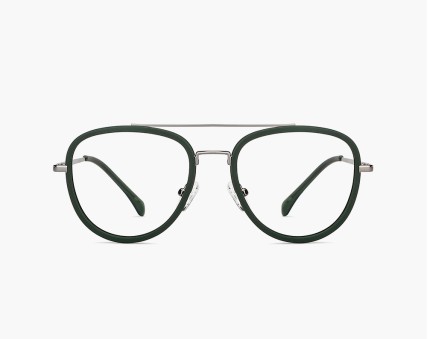 Transparent lens & green rounded sunglasses