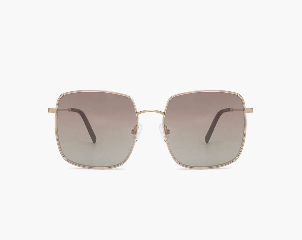 Pink lens & gold toned shield sunglasses