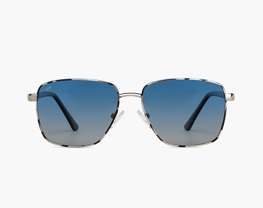 Blue lens & golden round sunglasses