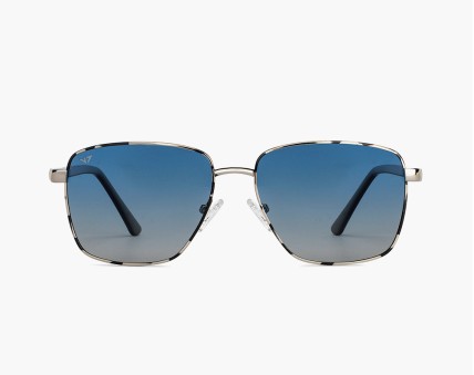 Blue lens & golden round sunglasses