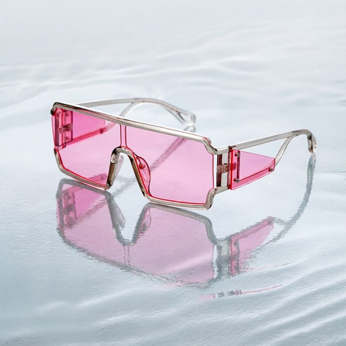 Color-Blocking Oversized Frame Sunglasses