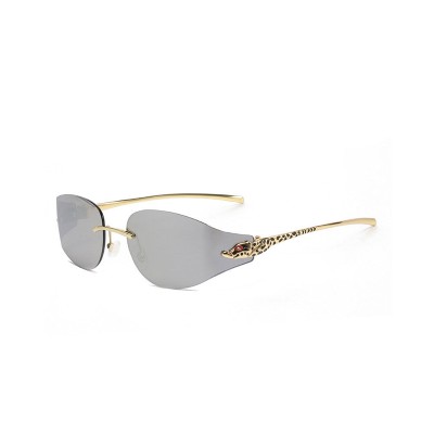 Frameless Curved Metal Leopard Head Sunglasses Frameless Curved Metal Leopard Head Sunglasses