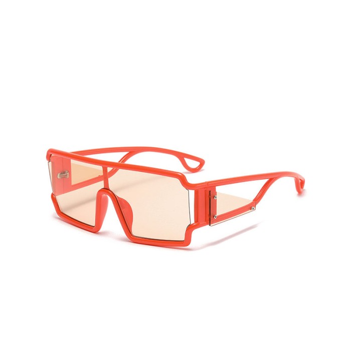 One-Piece Square Contrast Color Large Frame Sunglasses