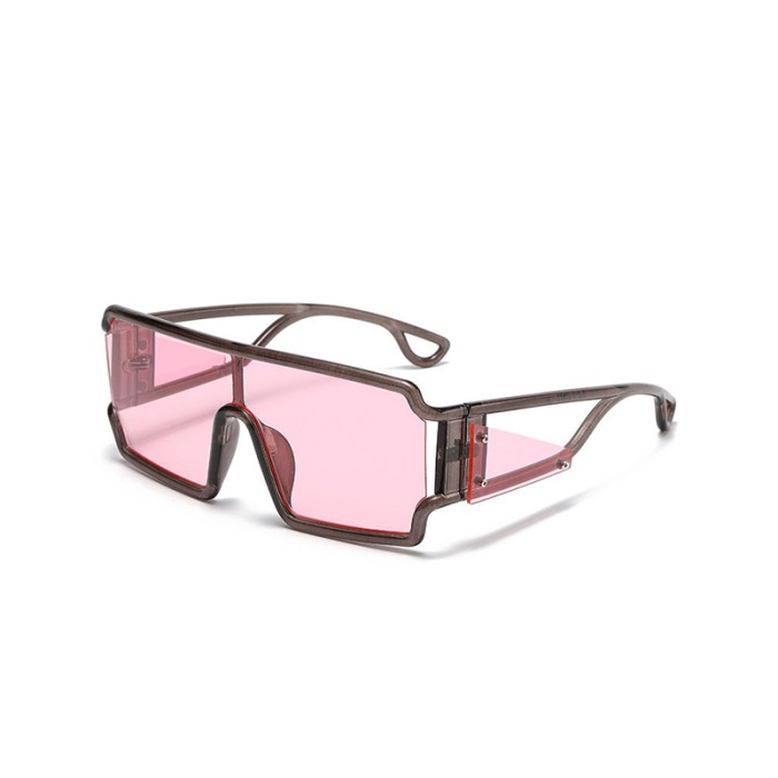 One-Piece Square Contrast Color Large Frame Sunglasses