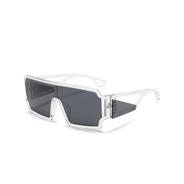 One-Piece Square Contrast Color Large Frame Sunglasses