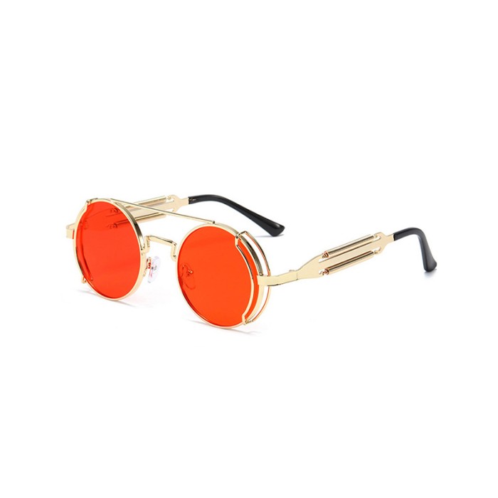 Retro Metal Round-Frame Sunglasses