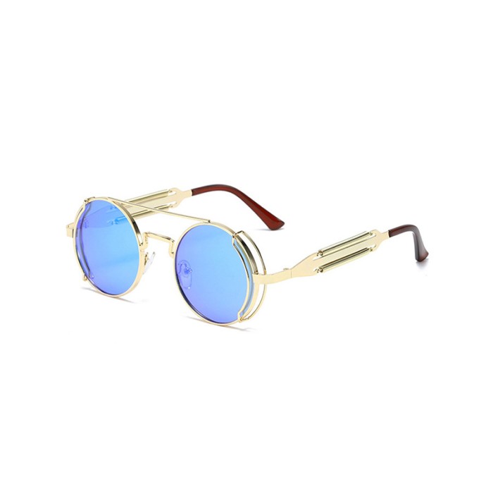 Retro Metal Round-Frame Sunglasses