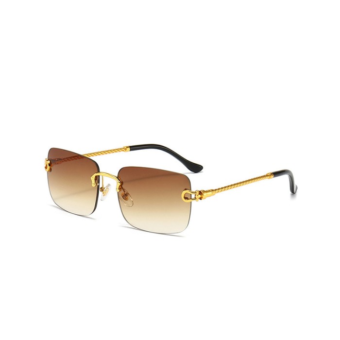 Square Cut-Edge Metal Twisted Leg Sunglasses