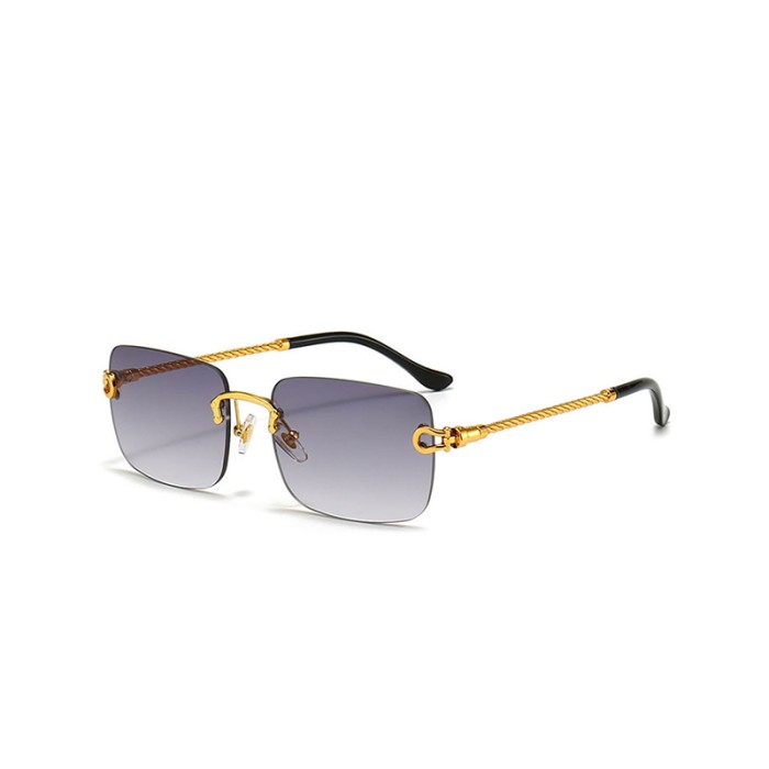 Square Cut-Edge Metal Twisted Leg Sunglasses