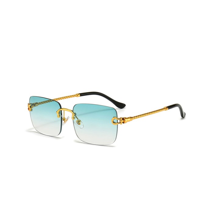 Square Cut-Edge Metal Twisted Leg Sunglasses