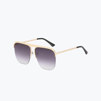 Gradient Lens Metal Semi-Rimless Sunglasses