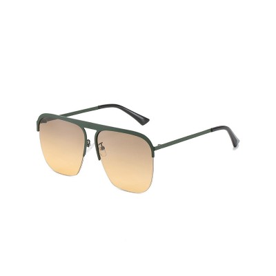 Gradient Lens Metal Semi-Rimless Sunglasses Gradient Lens Metal Semi-Rimless Sunglasses