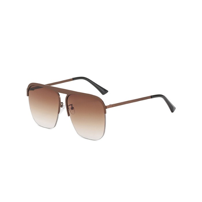 Gradient Lens Metal Semi-Rimless Sunglasses