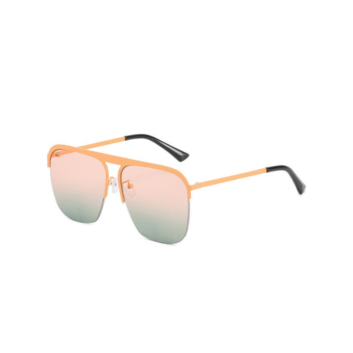 Gradient Lens Metal Semi-Rimless Sunglasses