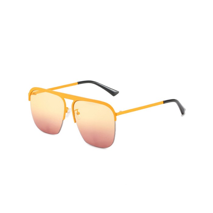Gradient Lens Metal Semi-Rimless Sunglasses