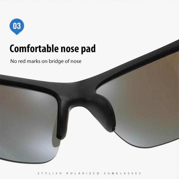 Outdoor Sports Polarized Sunglasses Semi-Rim Design UV Protection
